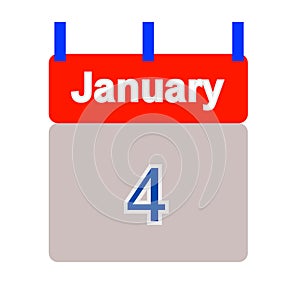 Calendar tab dated January 4th - illustration