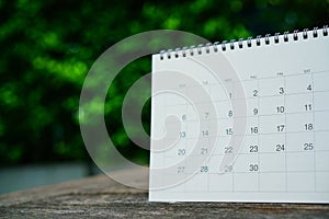 Calendar on the table for planner,business,organization,management schedule