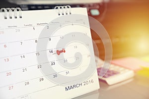 Calendar on the table, planning for business meeting or travel planning concept