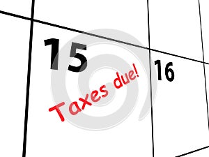 Calendar for taxes due