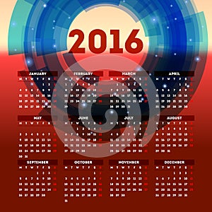 Calendar 2016 template design