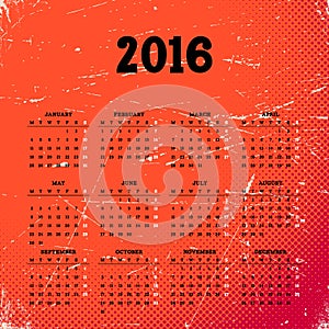 Calendar 2016 template design