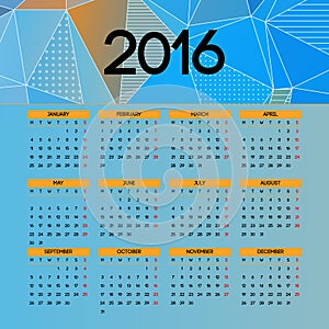 Calendar 2016 template design