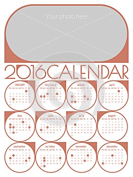 Calendar 2016 template