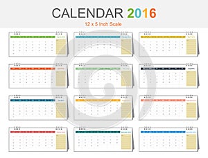 Calendar 2016 template (vector eps10)