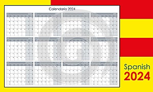 2024 calendar template. Yearly planner organizer for every day. Spanish. photo