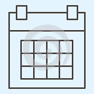Calendar thin line icon. Timetable organizer with dates on grid. Horeca vector design concept, outline style pictogram