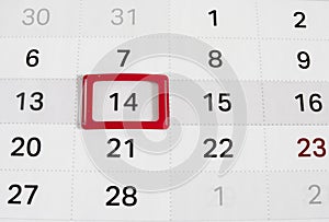 Calendar to Valentines day