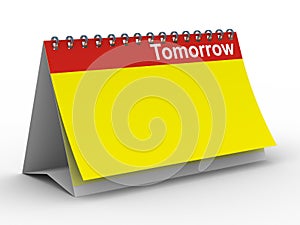 Calendar for tomorrow on white background