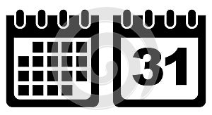 Calendar vector icon black and white