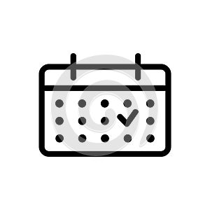 Calendar with a vector icon tag. Isolated contour symbol illustration