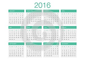 Calendar vector template 2016