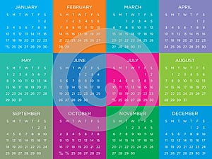 Calendar vector template 2016