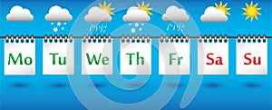 Calendario el clima pronóstico una semana iconos a insignias 