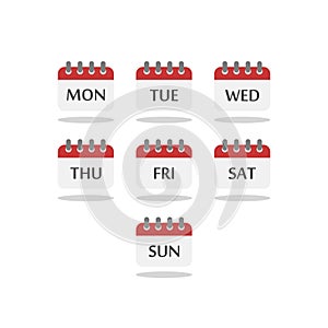 Calendar with week days icon shadow
