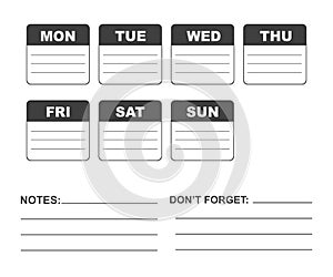 Calendar week planner