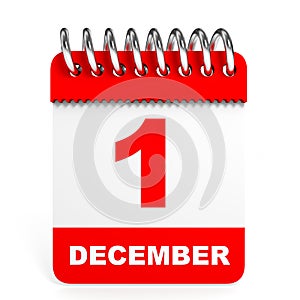 Calendar on white background. 1 December.