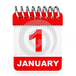 Calendar on white background. 1 January.