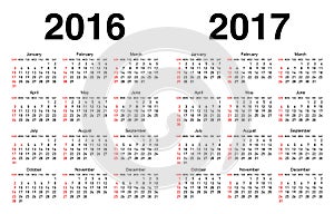 Calendar For 2016 And 2017