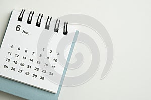 calendar on the white table background, planning for business meeting or travel planning concept