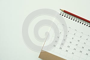 Calendar on the whitew table background, planning for business meeting or travel planning concept