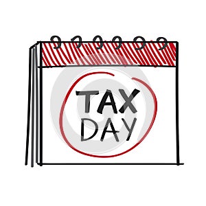 Calendar with the word tax day illustration