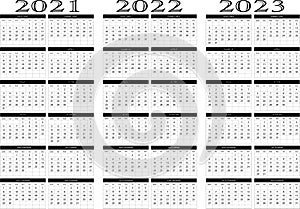 Calendar year 2021 2022 2023