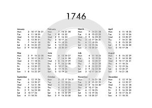 Calendar of year 1746