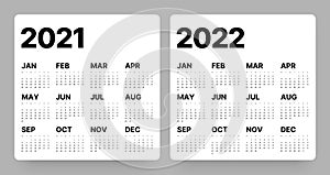 Calendar for 2021 and 2022 year. Week Starts on Monday.