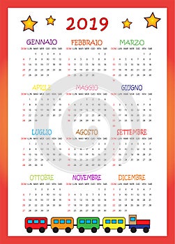 Calendario 2019 Per I Bambini 2019 photo