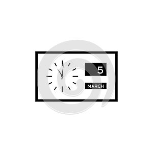 Calendars and clocks. Vector clock icon. Schedule, appointment, important date concept. Modern flat design illustration.