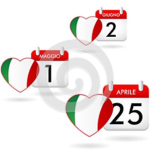 Calendars and dates of italy