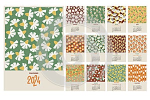 Calendars pages template with flowers
