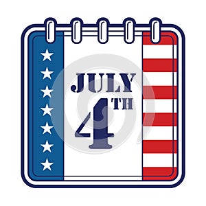 Calendarshowing4thofJuly. Vector illustration decorative design