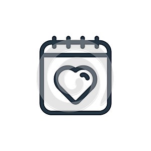 calendary icon vector from valentine concept. Thin line illustration of calendary editable stroke. calendary linear sign for use