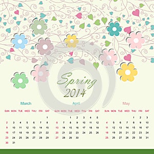 Calender of 2014 year vector