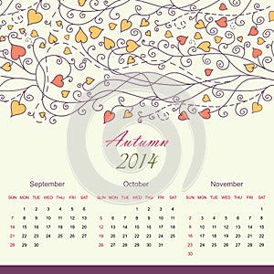 Calender of 2014 year vector