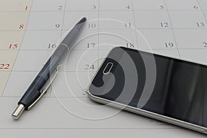 Calender date and telephone in busiess concept