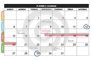 Calender Planner Organization Management Remind Concept