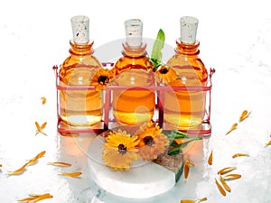Calendula hydrosol for cleans, softens, stills and heals skin. Eco friendly body care. photo
