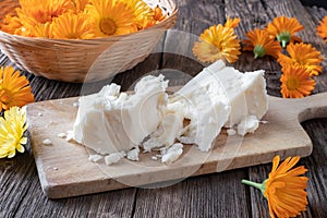 Calendula and shea butter - ingreadients for homemade ointment