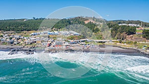 Caleta Pellines, Constitucion, Maule CHILE Aerial view from drone horizontal photo, sea and city photo