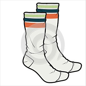 CALF LENGTH WOOLEN STRIPER SOCKS PAIR