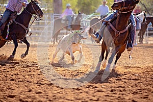 Calf Roping Competition At An Australian Rodeo