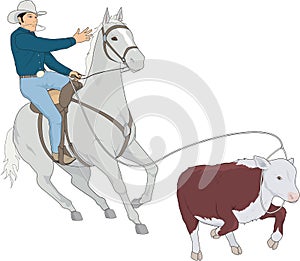 Calf Roping Vector Illustration