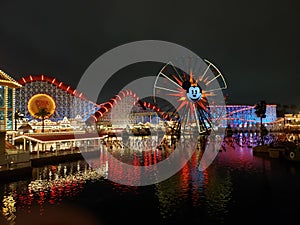 Calfornia Adventure Park at night