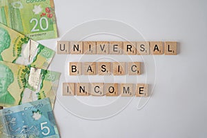 Universal Basic Income concept with block letters photo