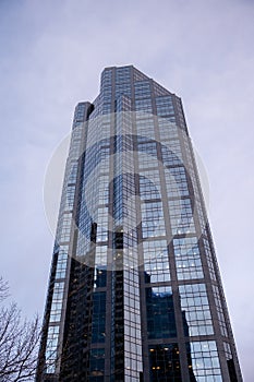 View of modern office towers in urban Calgary