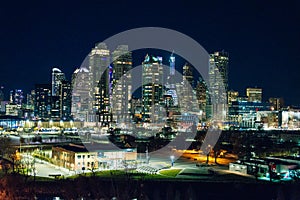 CALGARY, CANADA - dec, 2019 Night view of Calgary skyline
