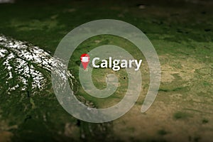 Calgary, Canada geotag with face mask, COVID-19 coronavirus disease self-isolation related 3D rendering